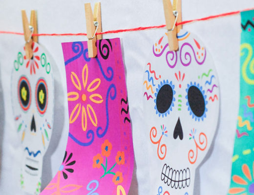 DIY Día de los Muertos Garland, easy and simple to make in 30 minutes! -MamiTalks.com